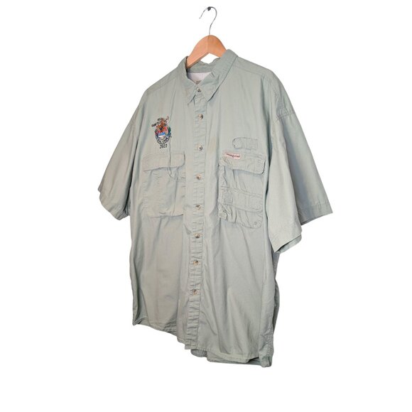 Hook & Tackle Mens 2XL Fishing Shirt Vented Cargo Pockets Light Green Outdoor - Picture 4 of 9